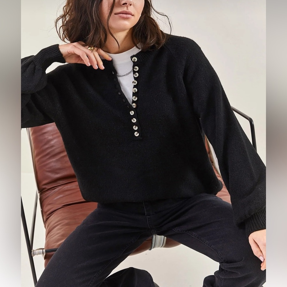 Black Button-Up Sweater Cardigan